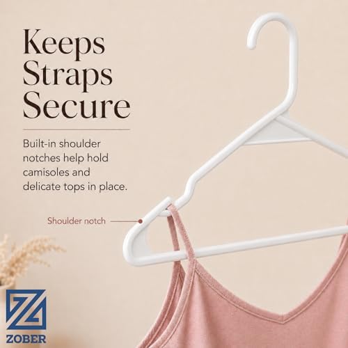 Clothes Hangers - White, Plastic Hangers 50 Pack for Shirts, Dresses, and Pants - Durable, Flexible Plastic Clothing Hangers