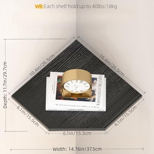 JJL Corner Wall Shelf, Set of 2 Floating Corner Shelf for Wall Storage,Easy-to-Assemble,Wall Mount Corner Shelves for Te