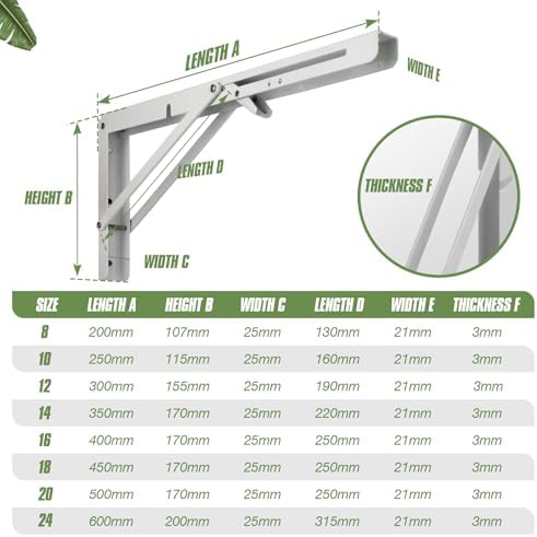 Folding Shelf Brackets - 4 Pcs 14 Inch,Heavy Duty, White