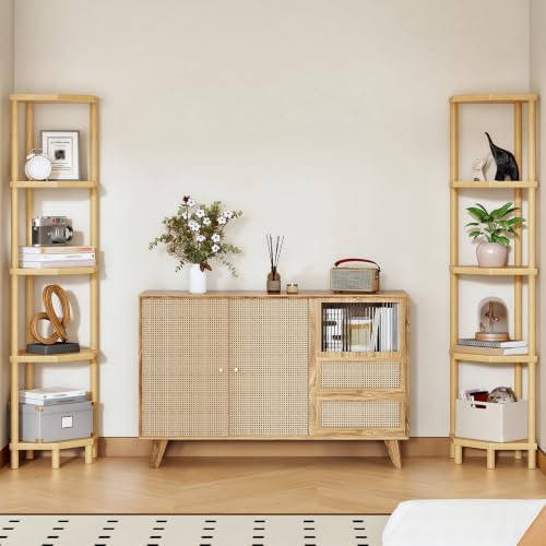 HOOBRO 5-Tier Bamboo Corner Shelf Stand, Plant Display, Tool-Free Assembly