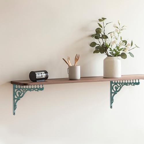 2PCS Cast Iron European Style Wall Shelf Brackets, 10.6in(L), Green