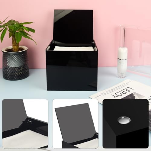 Disposable Face Facial Towel Holder Storage Box Acrylic Container, Black