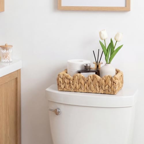 StorageWorks Toilet Paper Basket, Back of Toilet Basket with Wooden Handles