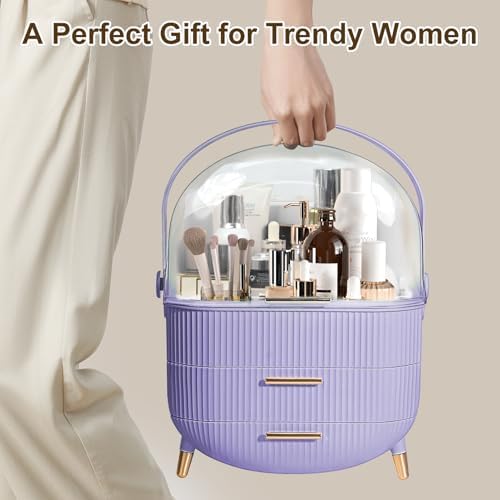 Makeup Organizer for Vanity, Make up Organizers and Storage, Cosmetics Skincare Organizers with Lid and Drawers, Cosmeti