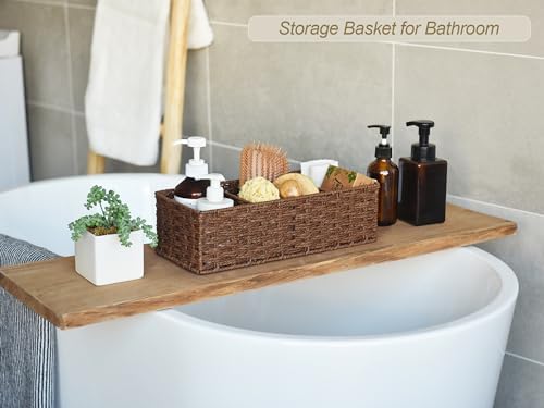 StorageWorks Toilet Paper Basket, Paper Rope Back of Toilet Basket, Walnut