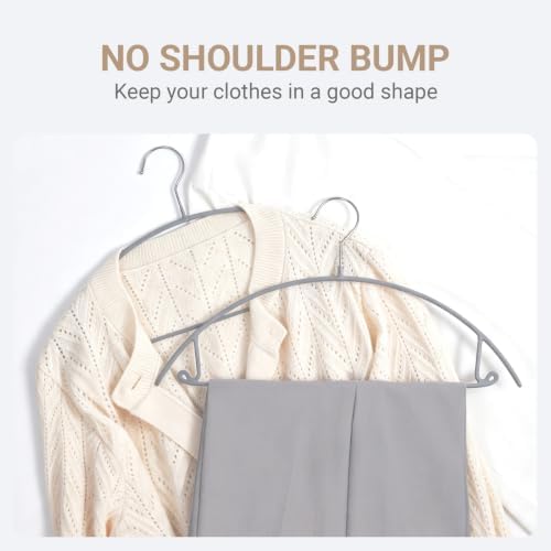 Amber Home 30 Pack No Shoulder Bump Metal Hangers, Non Slip Rubber Coating
