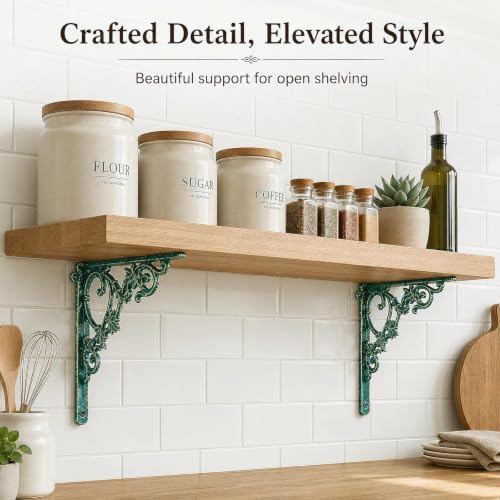 Cast Iron Victorian Scroll Shelf Brackets, 9 x 9 inch Antique Decor Shelves Bracket, Wrought Iron Corner Brackets,Wall D