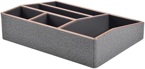 PU Leather Makeup Organizer Tray,Large Vanity Organizer,Cosmetic Storage Box for Lipstick Brushes Skincare Perfume,Cosme