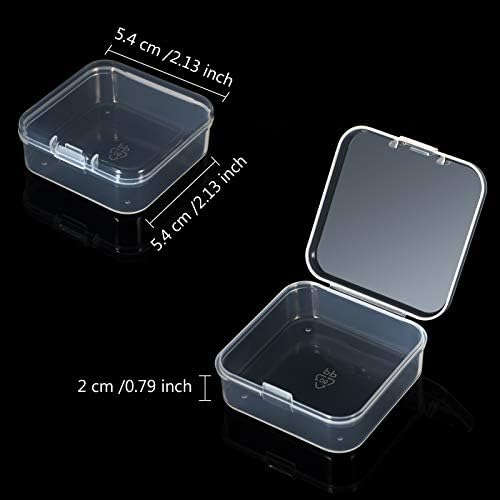 Jetec 18 Pieces Small Clear Plastic Storage Box, 2.1 x 2.1 x 0.8 Inch