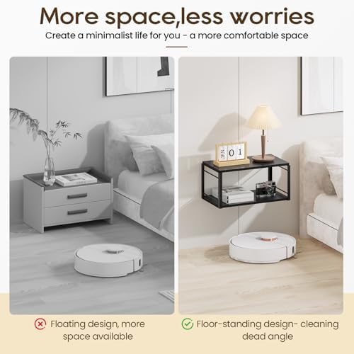 Floating Nightstand Set of 2, Wood Bedside Shelf Wall Mounted Nightstand, Floating Bedside Table for Bedroom, Living Roo