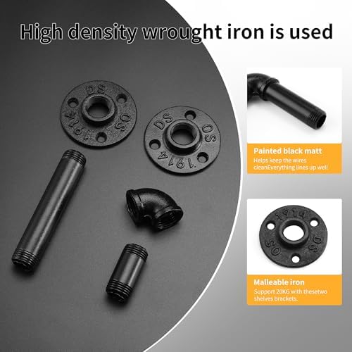 1/2" Pipe Shelf Bracket，Wall Mounted Floating Shelf Bracket, Steam Punk Decor Hanging Wall Metal Bracket, Heavy Duty Dec