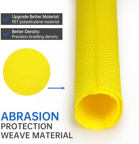 Split Braided Cable Sleeve，Flexible Wire Loom Tubing, Automotive Cord Protector Pet Proof, Cable Management for Computer