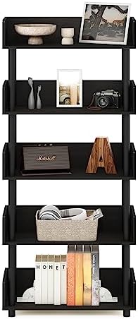 Furinno TURN-N-TUBE 5-Tier Display Shelf, Storage Shelves, Book Shelf, Open Shelves with Rounded Corner Top Edges, for O