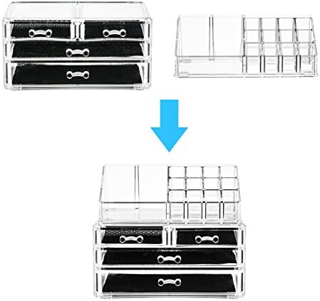 Navor Acrylic Makeup Organizer and Cosmetic Make Up Organizer Countertop Storage Box Brush Holder Clear Jewelry Organize