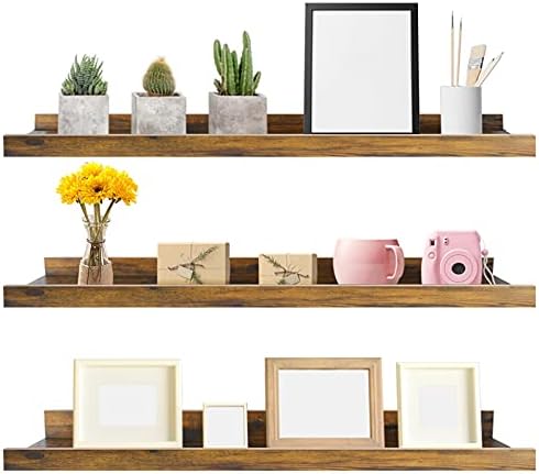 Giftgarden 36 Inch Large Floating Shelves for Wall Set of 3, Rustic Picture Ledge Wall Shelf for Bedroom Kitchen Bathroo