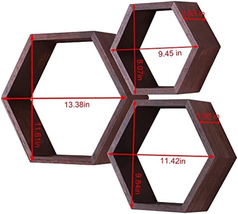 Hexagon Shelves,Floating Wall Shelf,Honeycomb Octagon Cube Shelves Wood