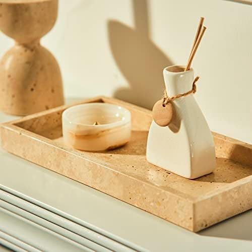 Italian 100% Marble Vanity Tray (12x6in), Counter Organizer for Bathroom, Kitchen, Dresser, Coffee Table, Serving & Deco