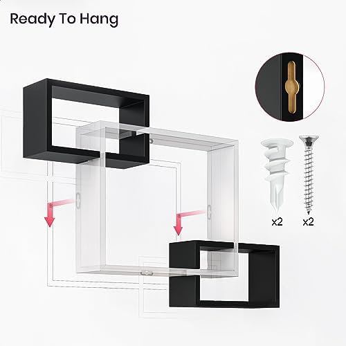 Ballucci Wooden Interweave Floating Wall Mounted Shelves, Horizontal and Vertical Display Storage Shelf for Living Room 