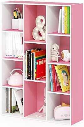 Furinno LUDER Book Shelf, 11-Cube Bookshelf, Reversible Bookcase, 9.4 x 29.1 x 41.7, Easy Assembly, for Living Room, Bed