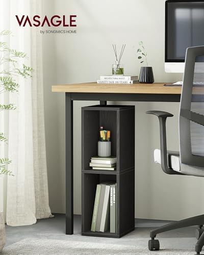 VASAGLE Bookshelf, 2-Tier Bookcase, 7.9 x 9.4 x 25 Inches