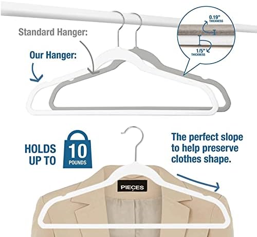 50 Pack Slim Plastic Clothes Hangers,White
