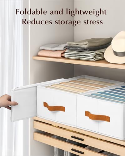 Homsorout Clothes Organizers and Storage - 4/5/7 Grids Fabric Jeans Organizer with Handles, Foldable Closet Organizers D