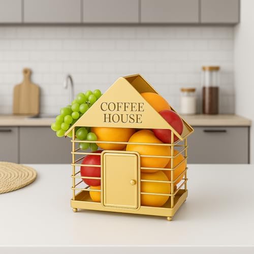 House-Shaped Coffee Pod Organizer – Countertop Coffee Station Holder for Keurig & Nespresso Pods – Modern Black or Gold 