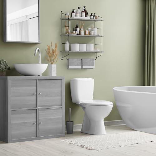 Sorbus 3-Tier Floating Shelves for Wall, Bathroom Storage & Decor (Gray)
