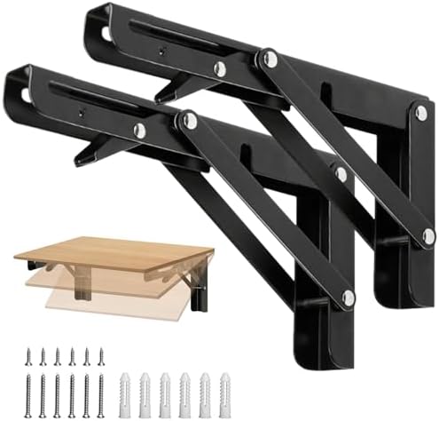 Folding Shelf Brackets 10 inch Foldable Shelf Bracket Heavy Duty Collapsible Shelf Brackets DIY Wall Mounted Fold Down T
