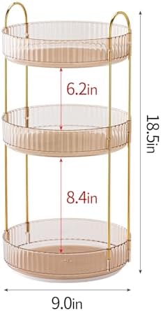 360° Rotating Makeup Organizer for Vanity - 3 Tier Perfume Organizer with Large Capacity - Skincare Organizer for Bathro