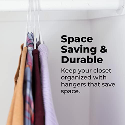 Fontaines Luxury White Velvet Felt Non Slip Clothes Hangers 50 Pack - Ultra Slim & Space Saving - Heavy Duty Swivel Hook for Clothing, Suit, Top, Tie, Shirt, Skirt & Pant Organization
