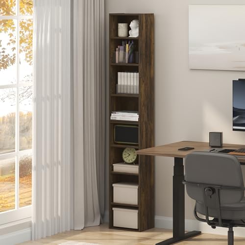 Furinno PASIR Book Shelf, 8-Tier Bookshelf, Bookcase with Open Shelf, 9.3 x 11.8 x 70.9, for Living Room, Bedroom, Home 