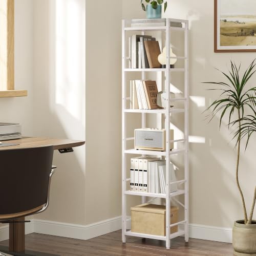 Bookshelf, 6-Tier Tall Bookcase for Small Space