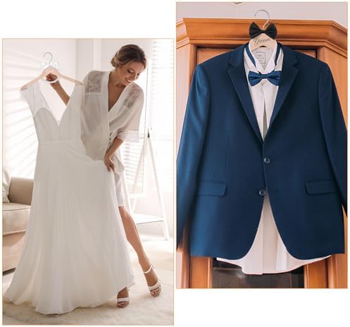 Beeveer 2 Pcs Bride Groom Wooden Hangers Bow Tie Wedding Gift,Vivid