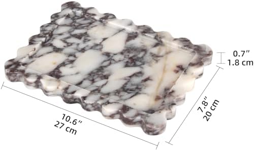Scalloped Marble Decorative Tray, Calacatta Viola, 10.8 * 8