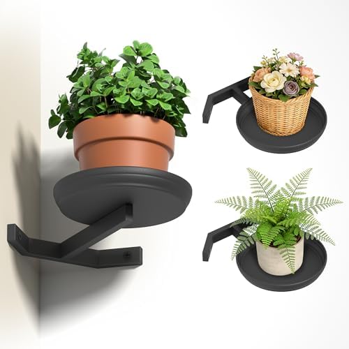 BXF Floating Plant Shelves for Wall Set of 3, Heavy Duty Matte Black Corner Wall Planters for Indoor Plants, Minimalist 