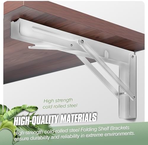 Folding Shelf Brackets - 4 Pcs 12 Inch,Heavy Duty, White