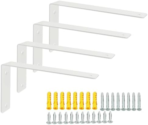 Alise 4Pcs White Heavy-Duty L-Shaped Floating Shelf Wall Brackets