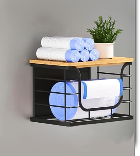Ofiray-home Magnetic Shelf for Fridge Trash Bag Storage, 1 Pack Stackable Garbage Bag Holder with Bamboo Lid, Magnetic S