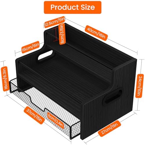 Homode 3-Tier Coffee Bar Organizer, 8 Bottle Syrup Stand, Black