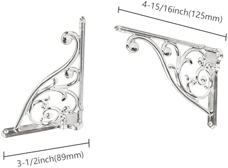 Heavy Duty Solid Stand,5 Inch 4 Pack Polished Nickel,Right Angle Wall Panel Support Bracket,Decorative Shelf Bracket,Hea