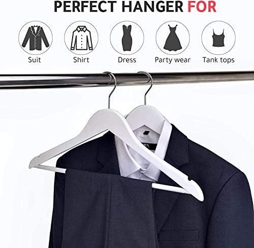 30 Quality Wooden Hangers - Slightly Curved Hanger 30-Pack Sets - Solid Wood Coat Hangers with Stylish Chrome Hooks - He