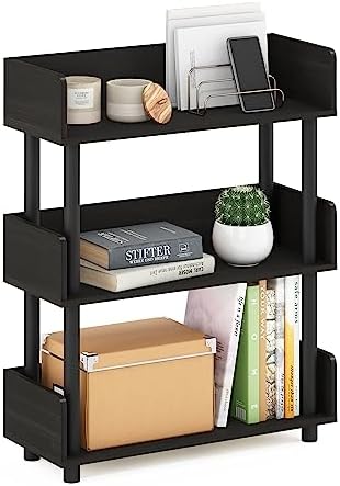 Furinno TURN-N-TUBE Display Shelf, 3-Tier Storage Shelves with Side Panels, Open Shelves Book Shelf with Rounded Corner 