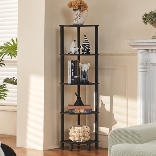 YUFAM 5-Tier Corner Shelf, Black