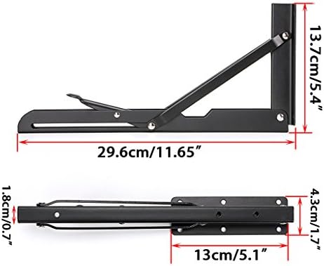 Sumnacon Sturdy Folding Shelf Brackets - Heavy Duty Metal Triangle Table Bench Folding Shelf Brackets, 2 Pcs Folding She
