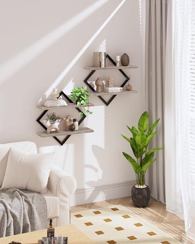 CHOEZON Floating Shelves for Wall, Set of 2 Wall Mounted Shelves, 2-Tier Hanging Shelves, for Living Room, Bedroom, Kitc