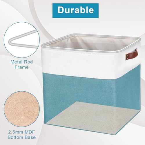 Bagnizer 13x13 Cube Storage Bins, Collapsible Fabric Storage Box, 4 Pack Closet Baskets with Handles for Organizing, She