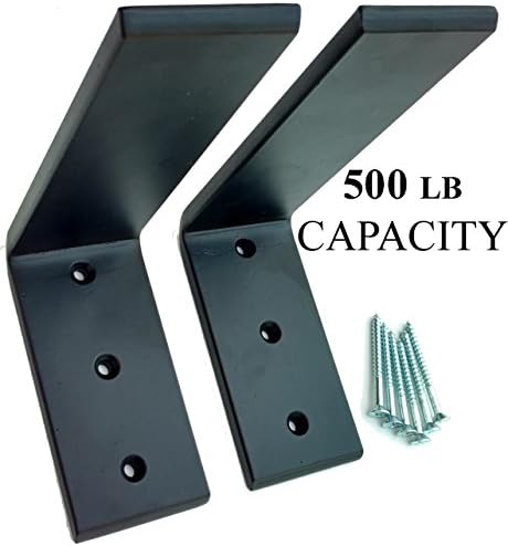 Dmax Heavy Duty L Brackets Black Steel 6" x 8" Hidden Countertop Support Brackets | 3/8" Thick, Holds 150 lbs | Floating