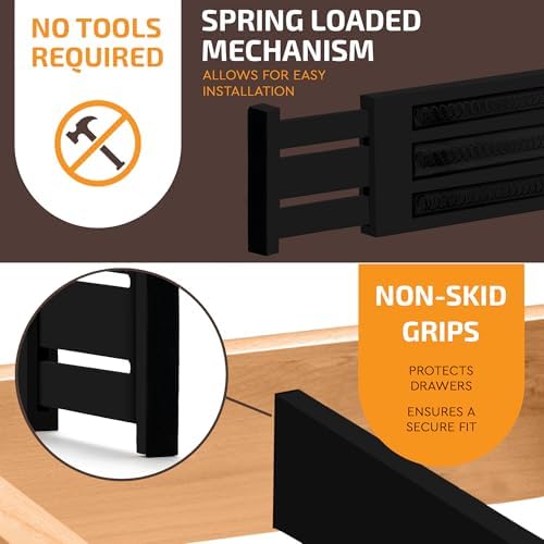 6-Pack Drawer Dividers 4 Inch High, 11”-17" Adjustable Bamboo Organizers Large Expandable Drawer Separators for Cloths, 