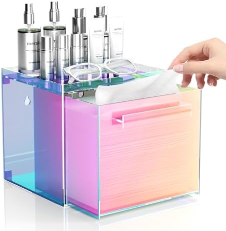 Acrylic Disposable Facial Towels Holder, Wall-Mounted, Rainbow